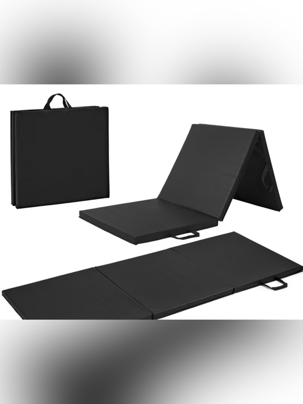 WF Athletic Supply 3-Fold Black Folding Exercise Mat 1.5 Inch Thick Foam!